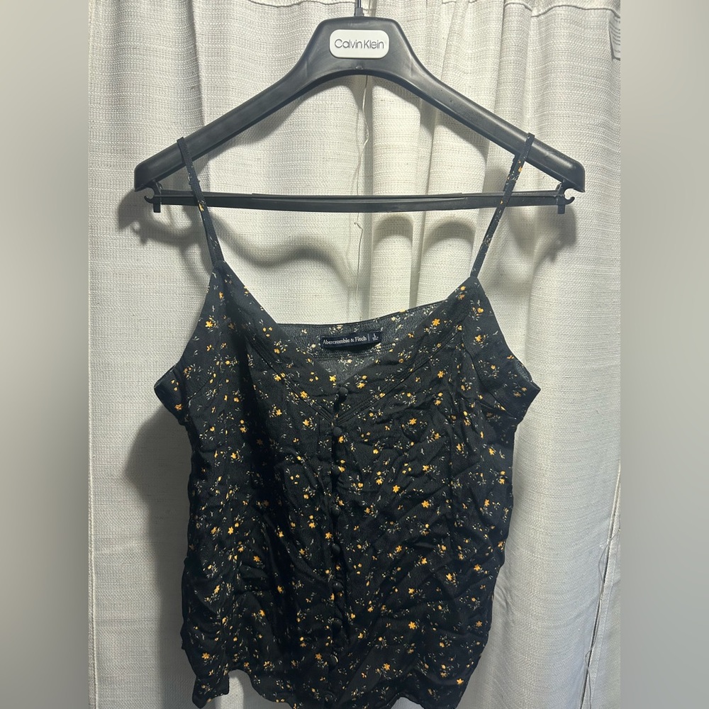 Abercrombie & Fitch Black Floral Button-Front Cami